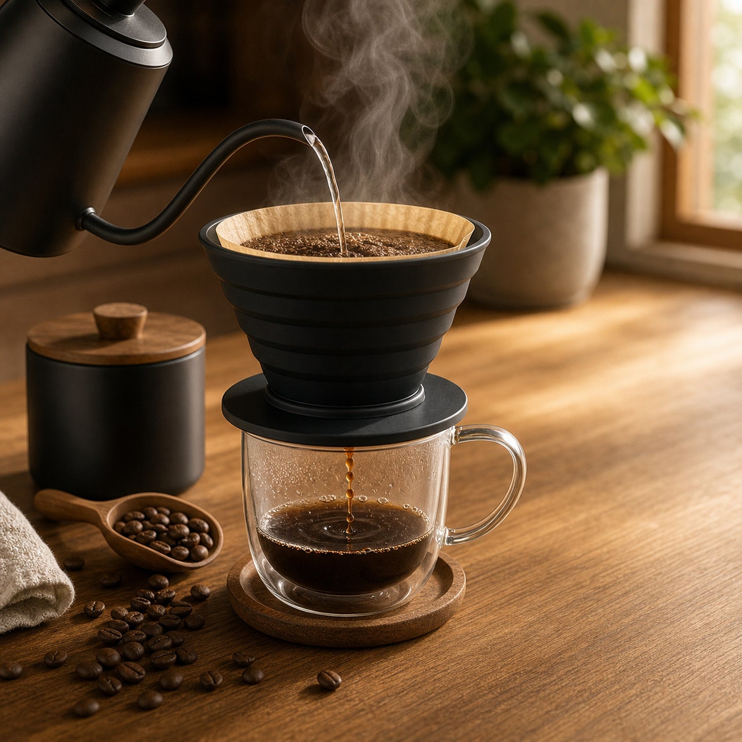 Collapsible Pour-Over Coffee Dripper — lifestyle