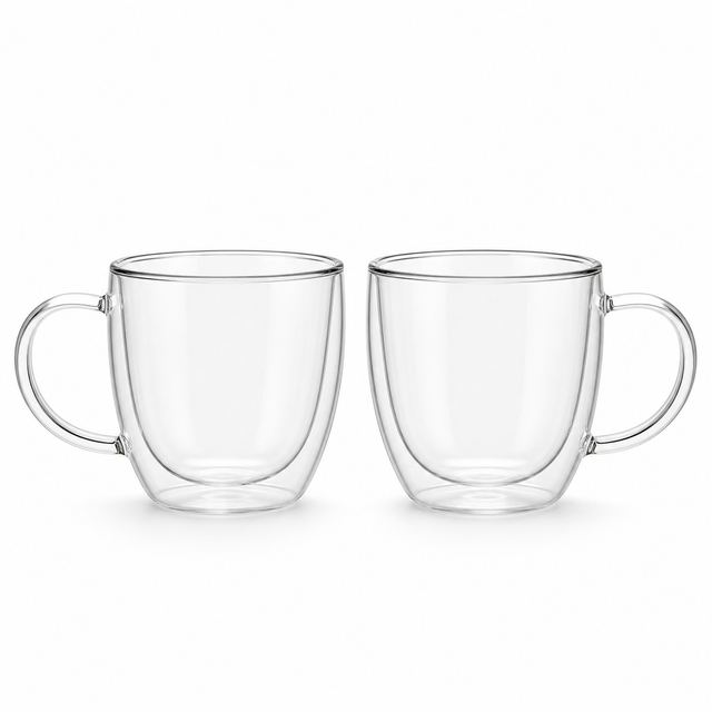 Double-Wall Glass Coffee Mug Set (2-Pack)