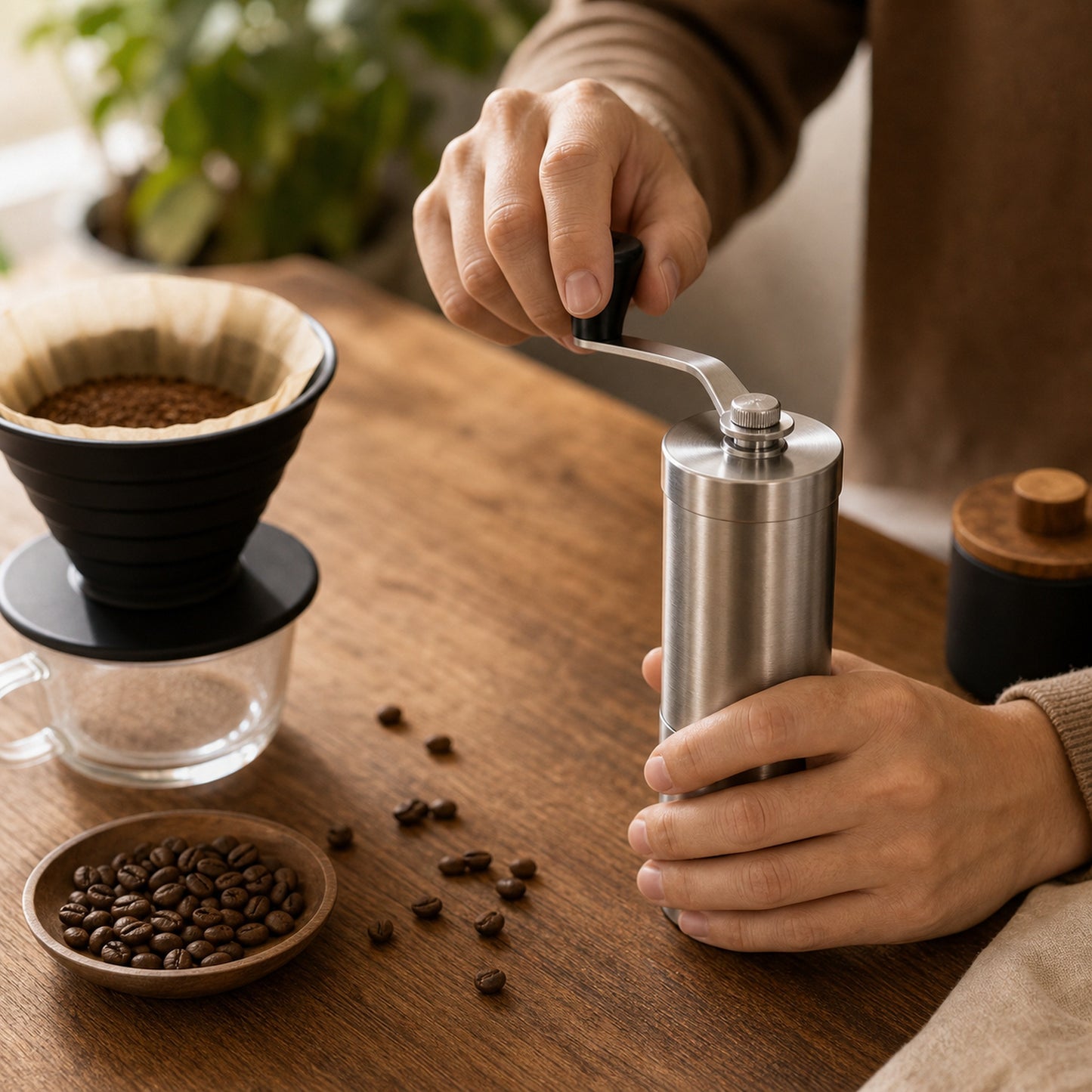 Portable Hand Coffee Grinder with Ceramic Burr — lifestyle