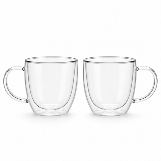 Double-Wall Glass Coffee Mug Set (2-Pack)