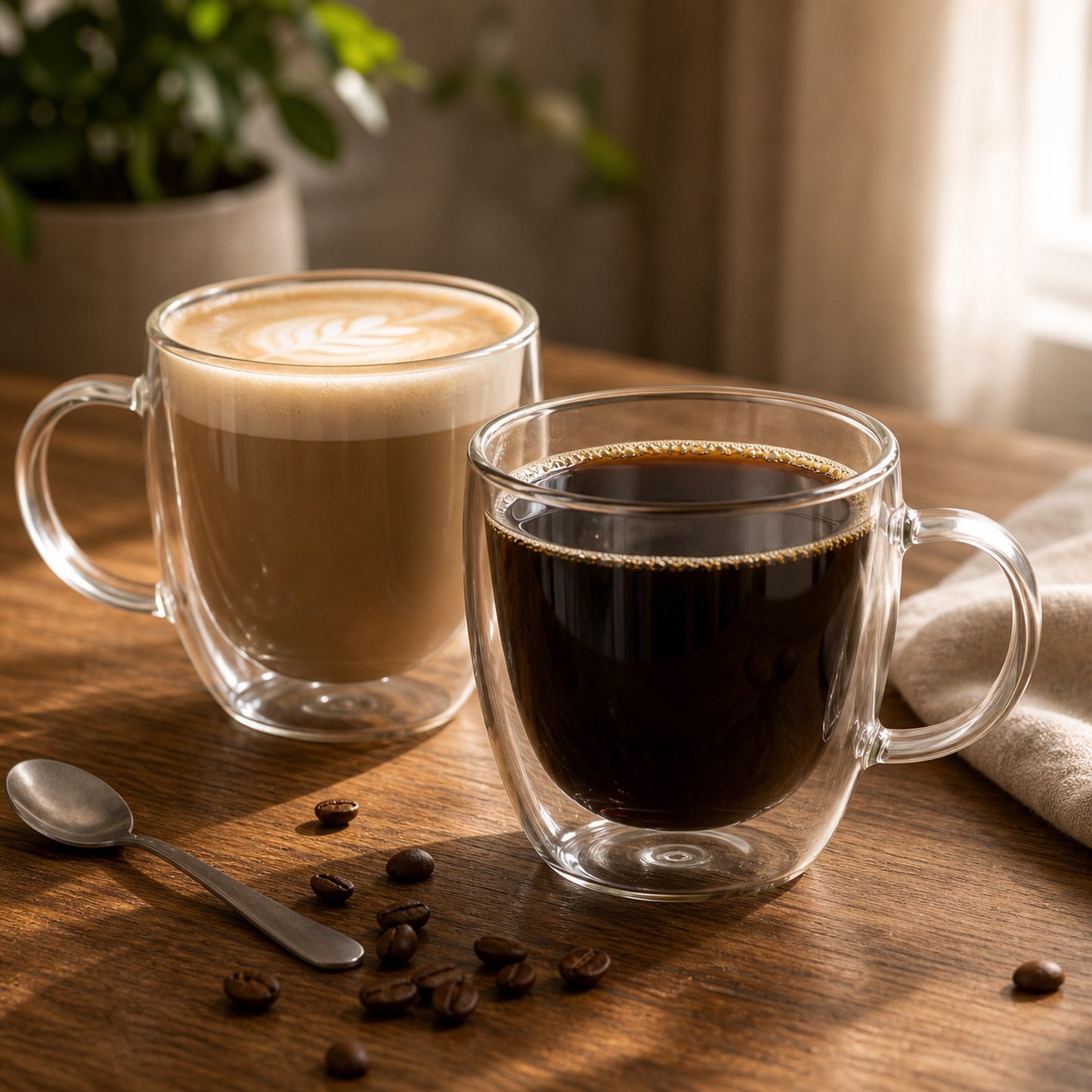 Double-Wall Glass Coffee Mug Set (2-Pack) — lifestyle