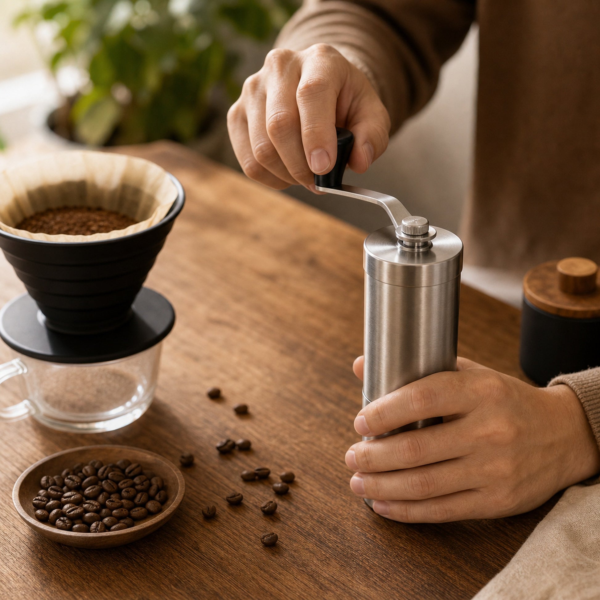 Portable Hand Coffee Grinder with Ceramic Burr — lifestyle
